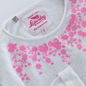 Icarus Knit Pink Floral Embroidery Sweater